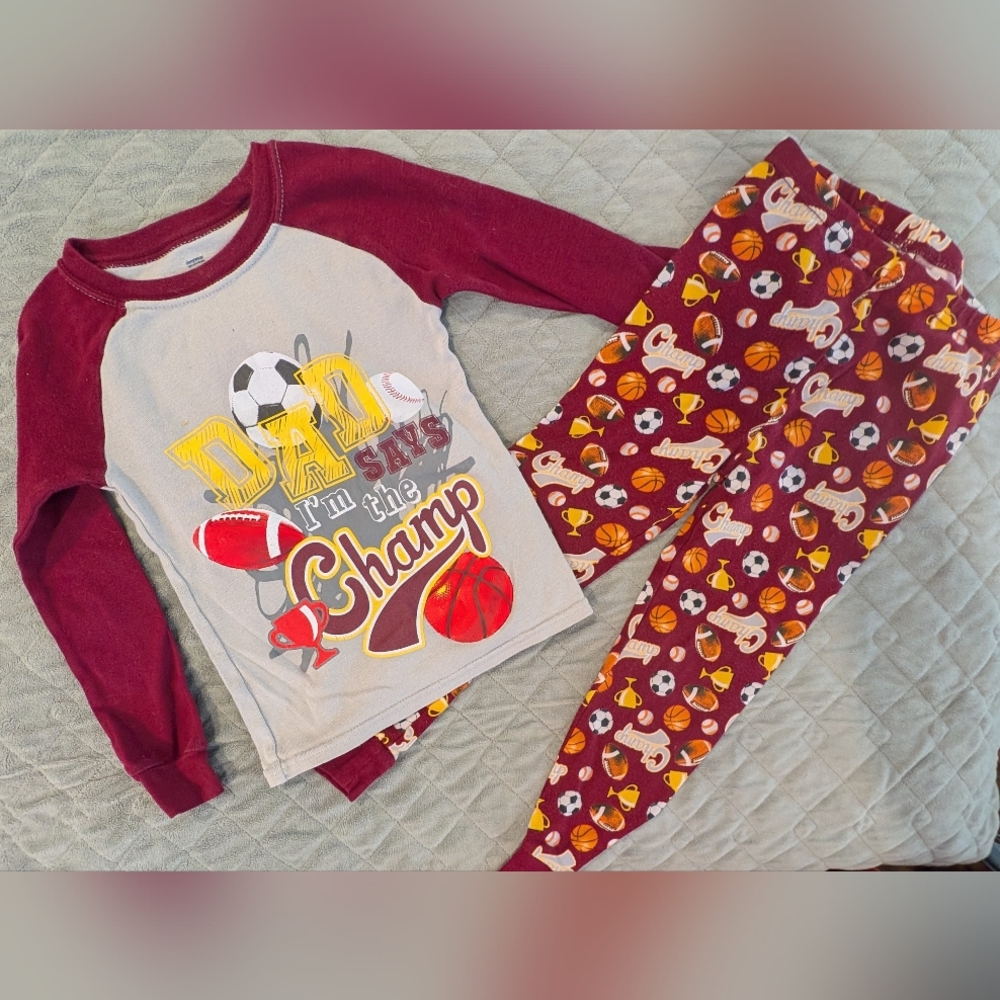 Champion Kids Sports Pajama Set - Burgundy and Gray